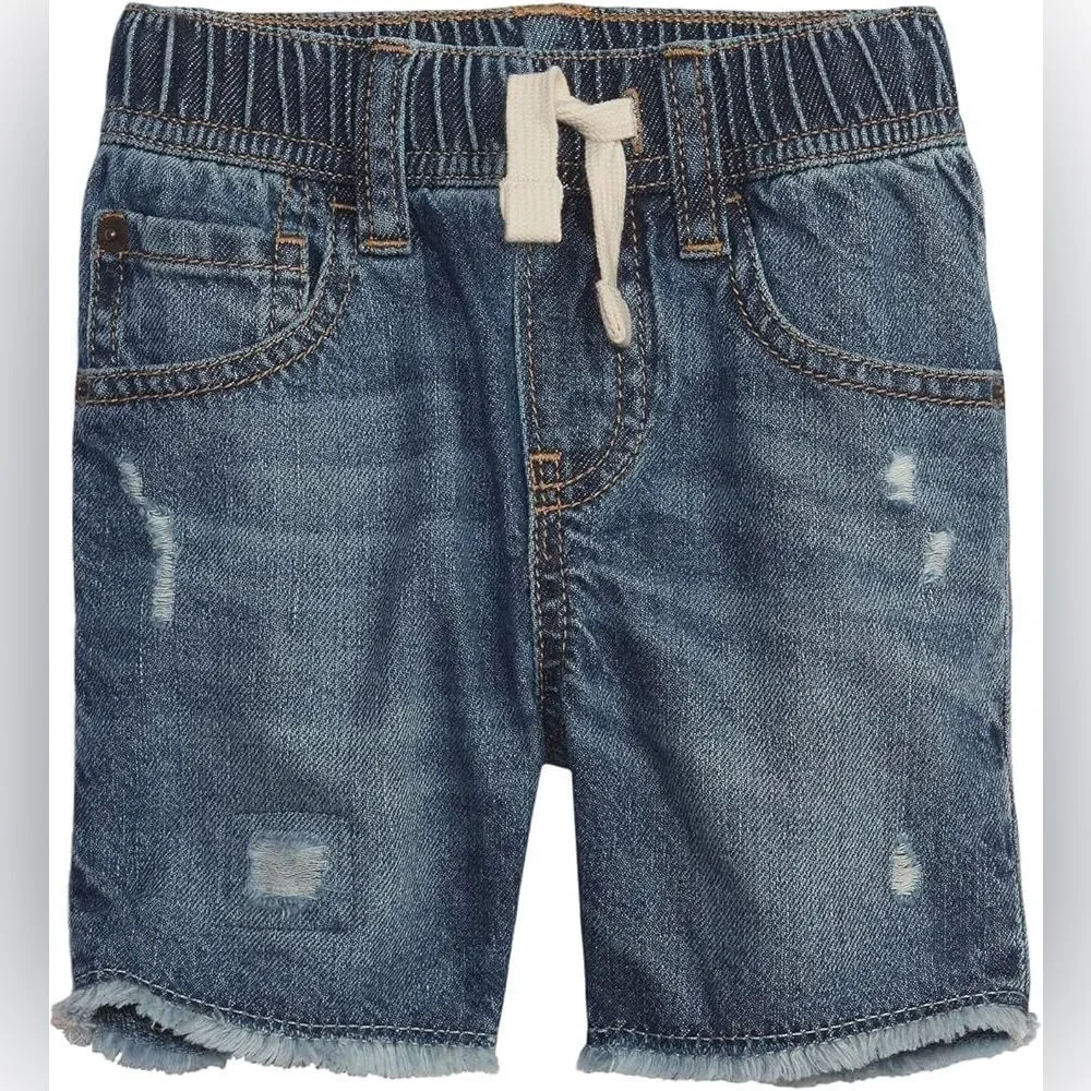 GAP Kids Girls Toddler Blue Denim Distressed 100% Cotton Pull-On Shorts. 3. 3T.
